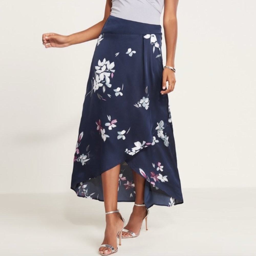 Dynamite Jupe high low navy floral skirt - XS